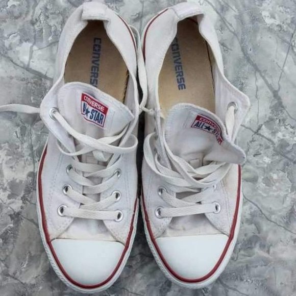 VINTAGE UNISEX CONVERSE ALL STAR WHITE CANVASS SNEAKERS MENS 8 WOMENS 10 - Picture 3 of 5